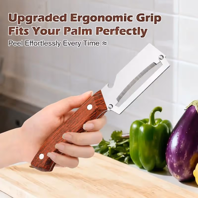 🏆Only $7.99 Last Day Promotion!🏆😍Multi-functional Peeler 4-in-1, Stainless Steel Peeler, Vegetable Cutter, Slicer, Bottle Opener, Kitchen Must-Have Tool, Portable and Sharp